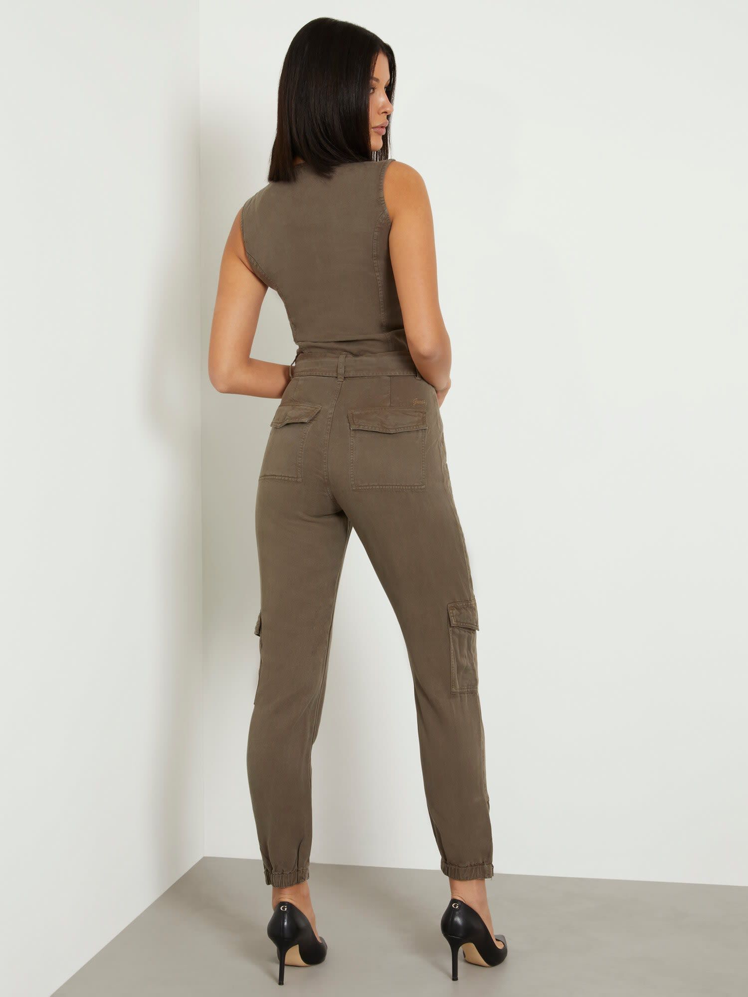 Shop GUESS Online Belted skinny jumpsuit