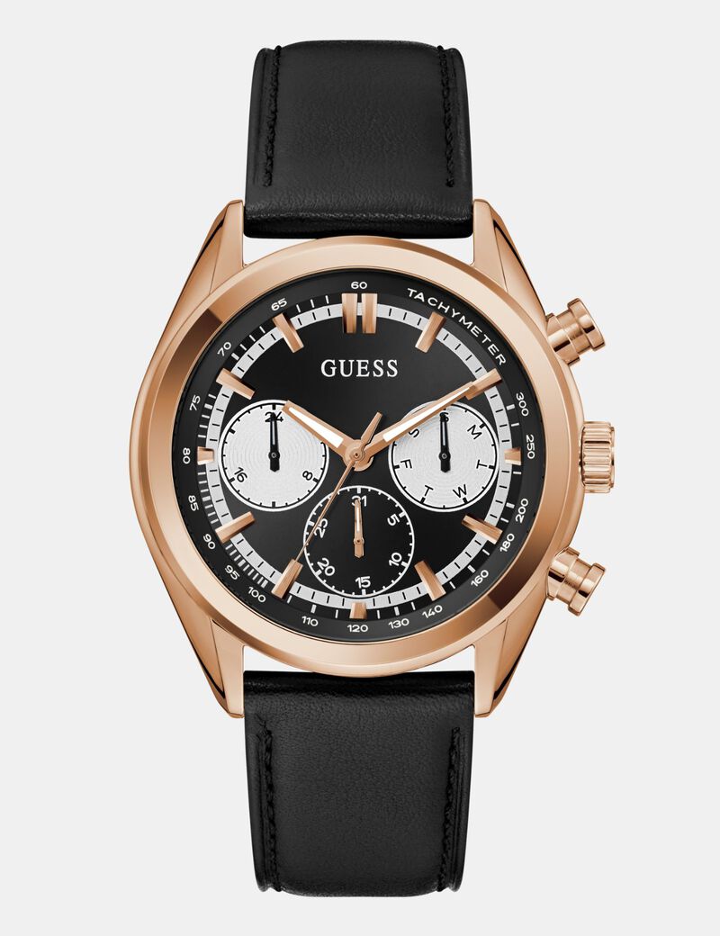 Mens Black Gold Tone Multi-function Watch main image 0