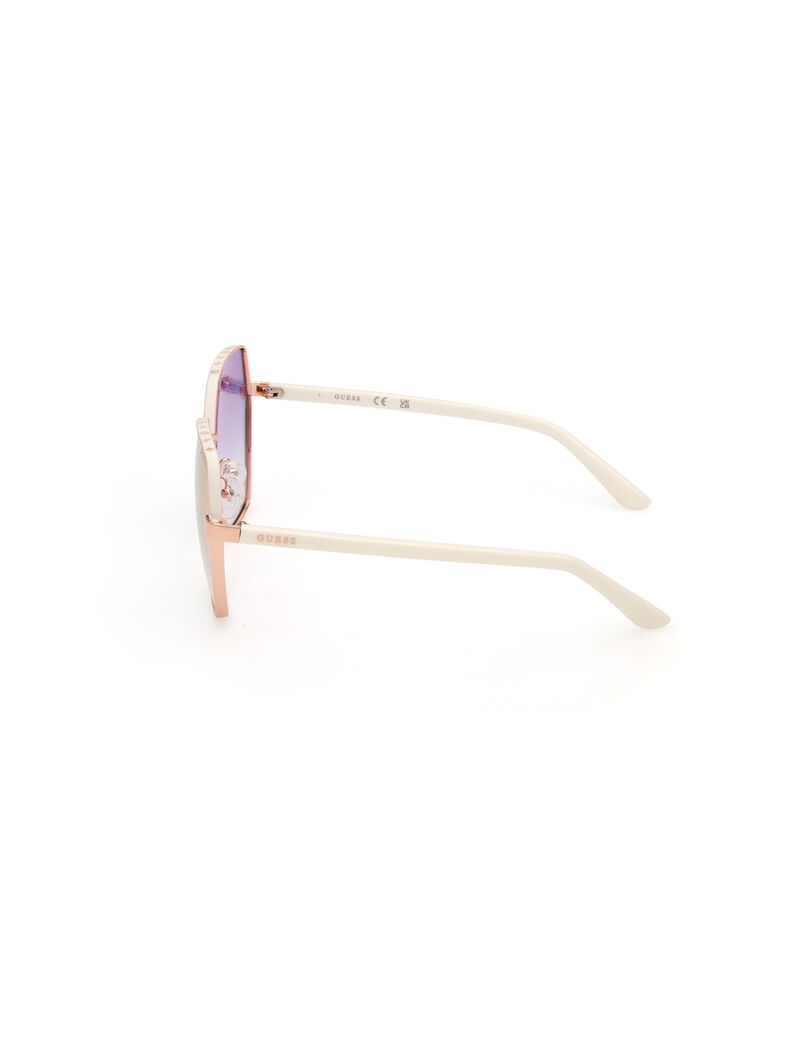 Metal Sun Glasses F White Gradient Or Mirror Violet