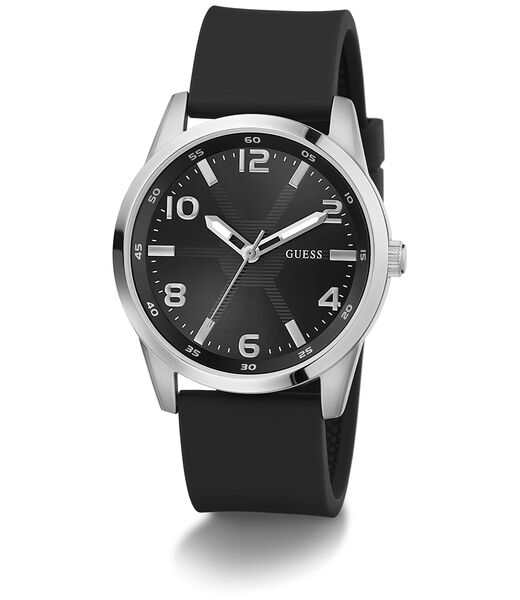 Mens Black Silver Tone Analog Watch