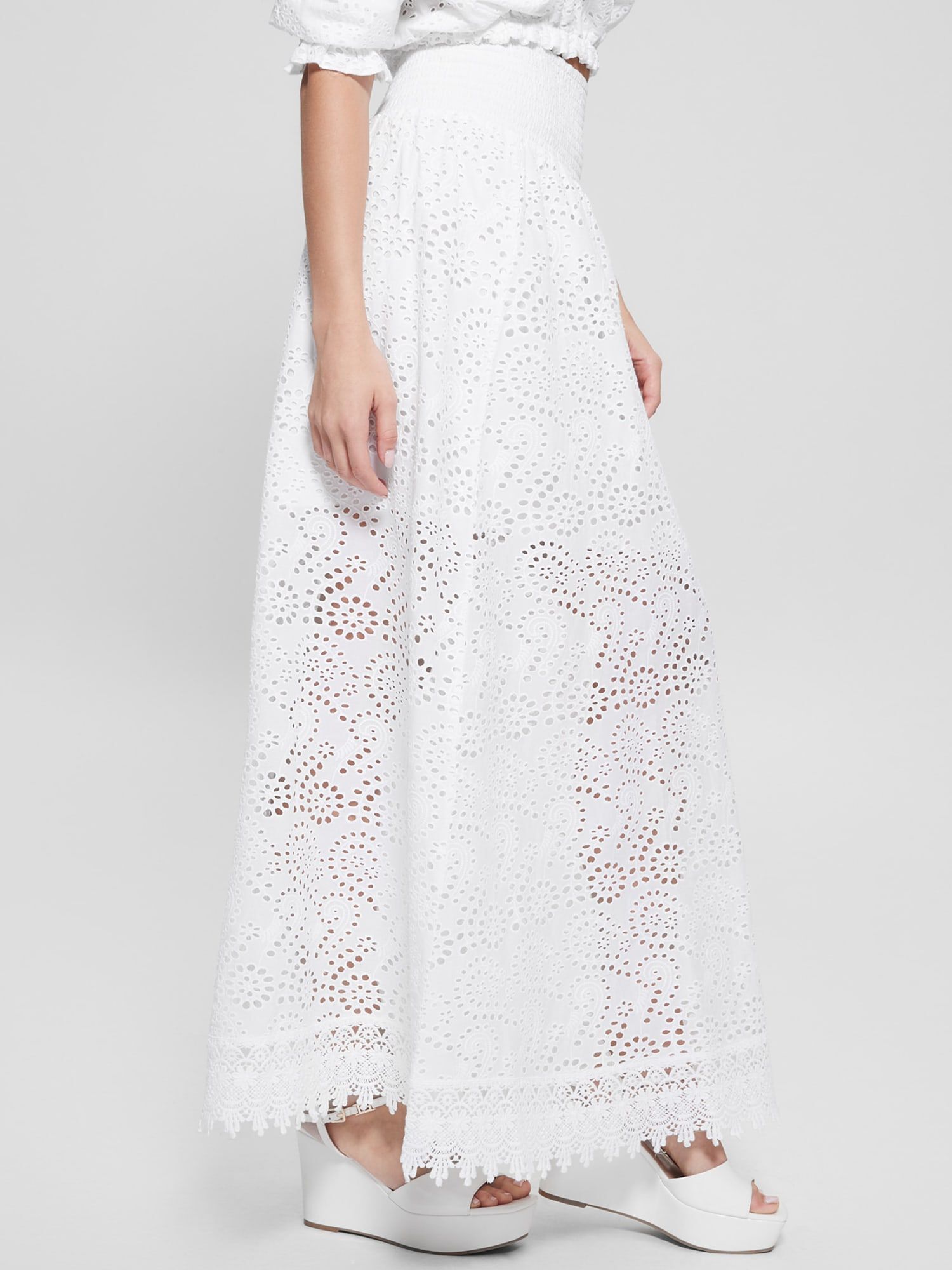 Guess white shop maxi skirt