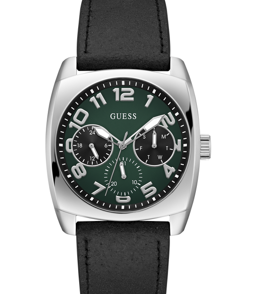 Mens Black Silver Tone Multi-function Watch