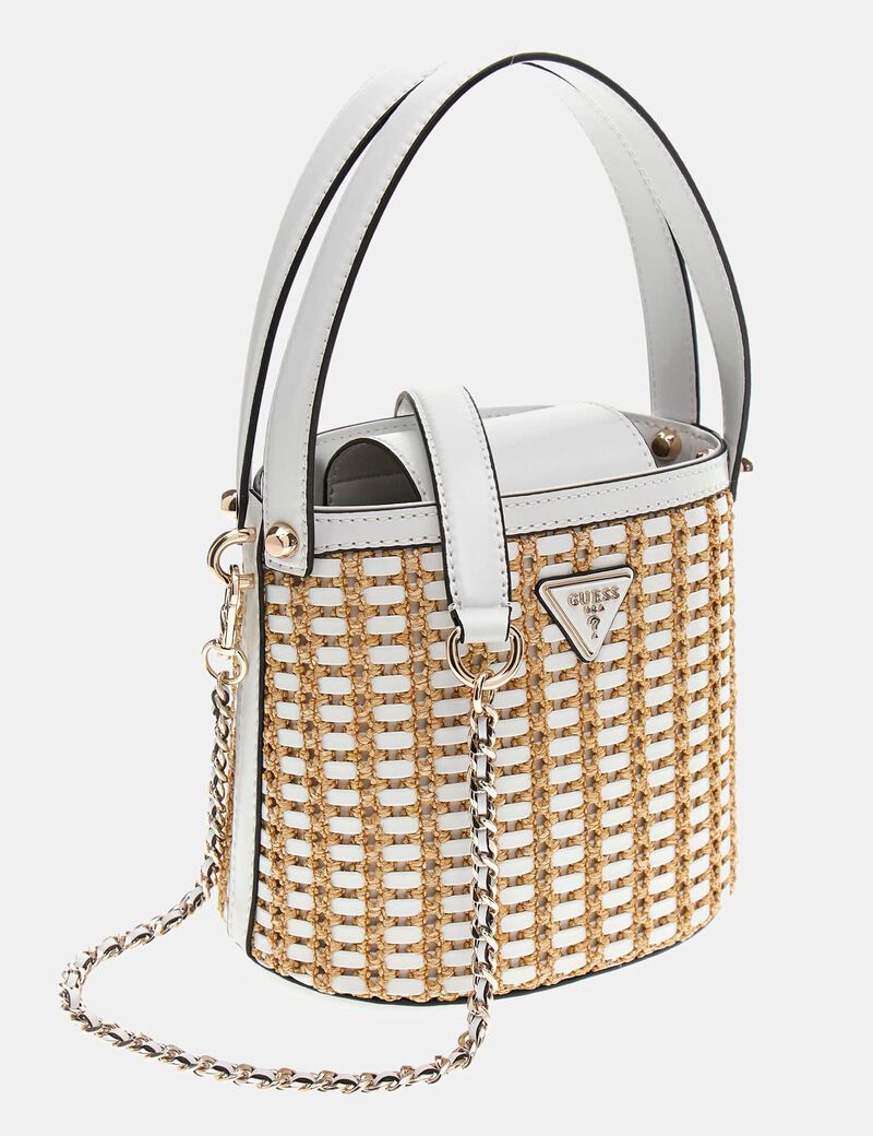 Atalia raffia mini bucket bag