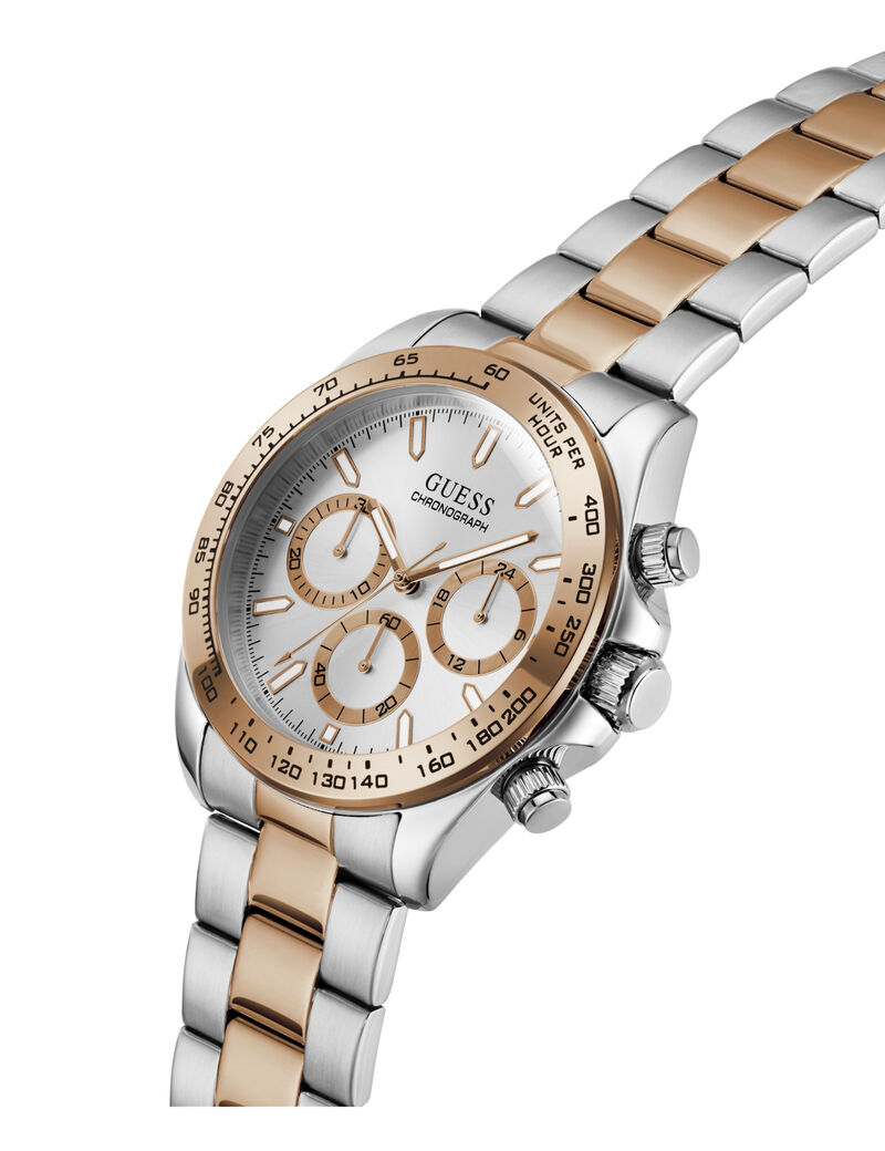 Mens 2T Silver/Rose Gold Tone Round Analog Watch