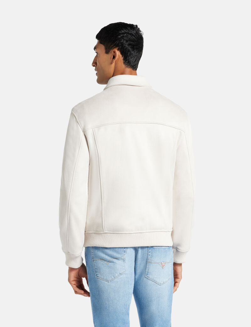 Faux-suede trucker jacket