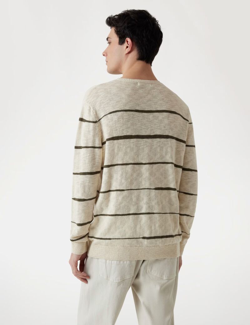 سترة مخططة من مزيج الكتان