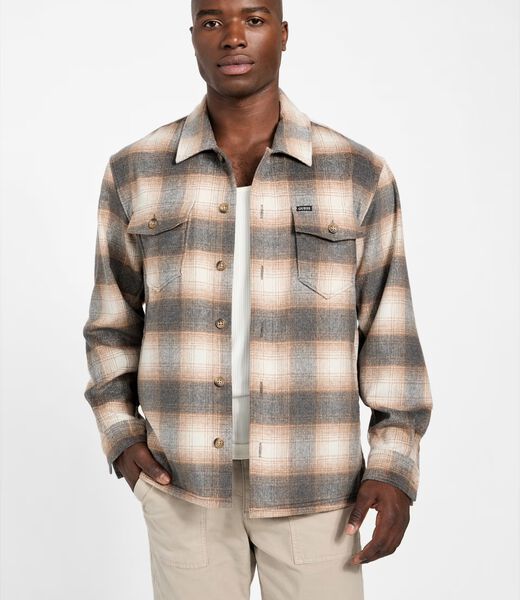 Wool-blend plaid shirt