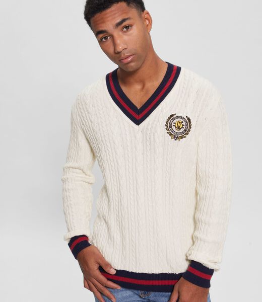 Front Patch Cable Knit Sweater