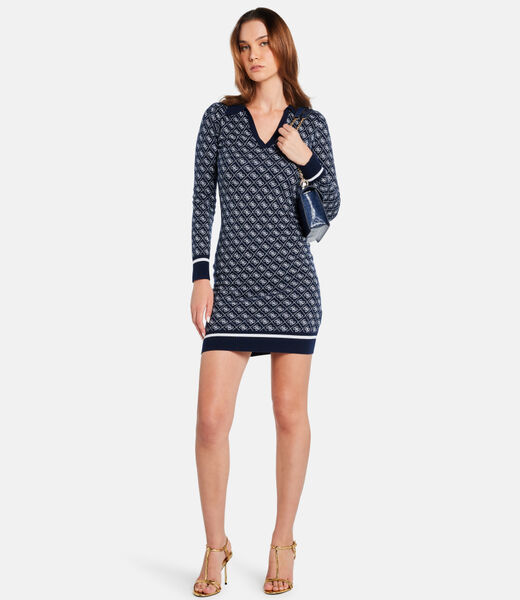 Wool-blend logo mini dress