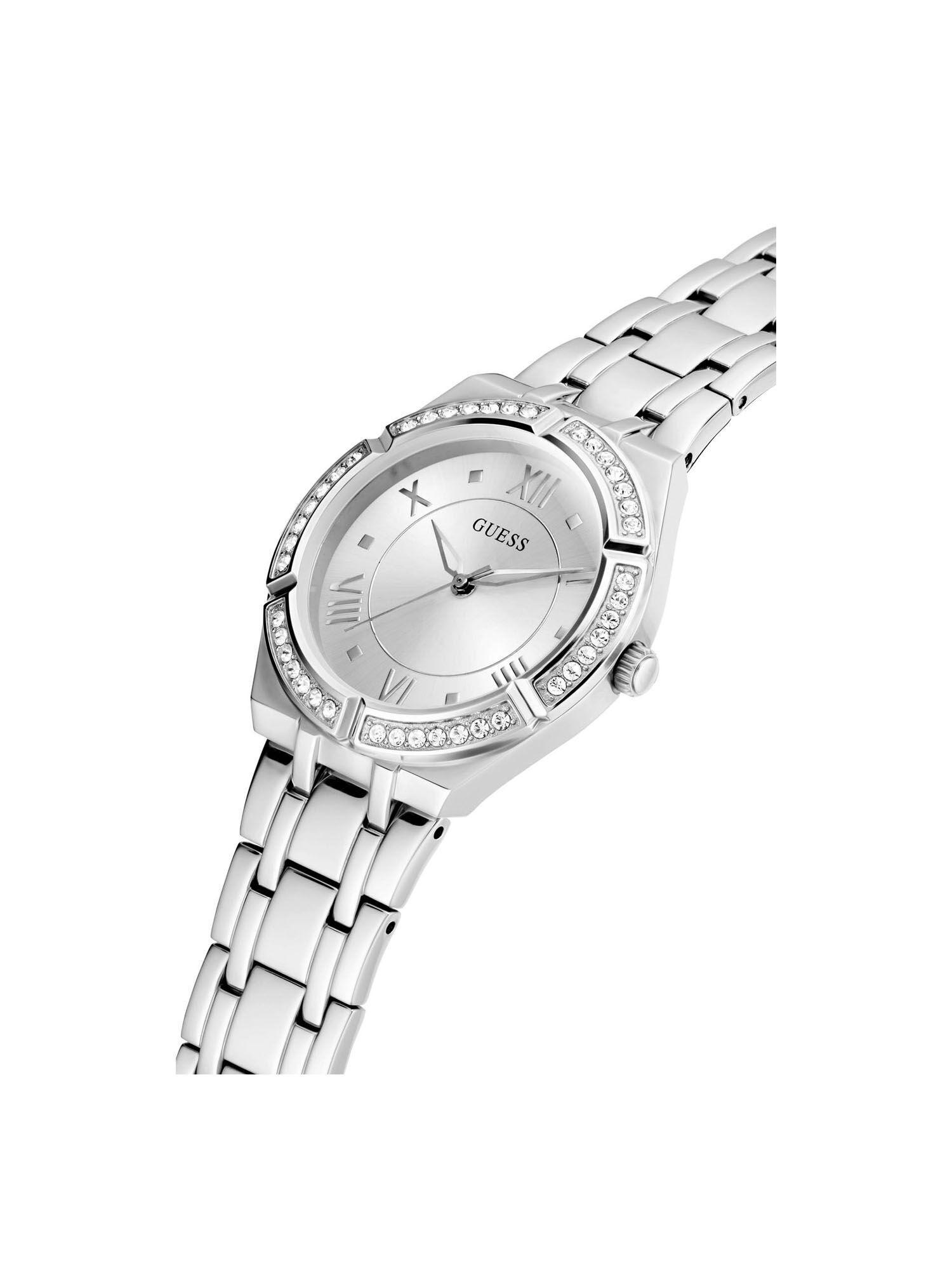 Guess silver top diamond watch