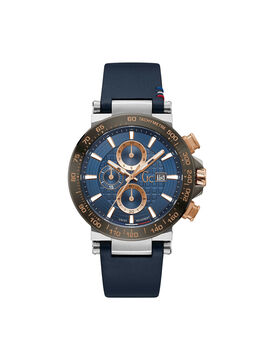 Gc Gold, Steel And Blue Chronograph Watch