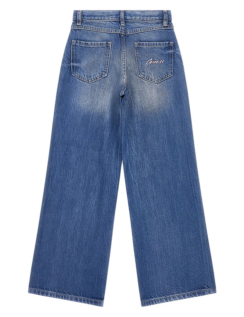 High rise wide leg denim pants