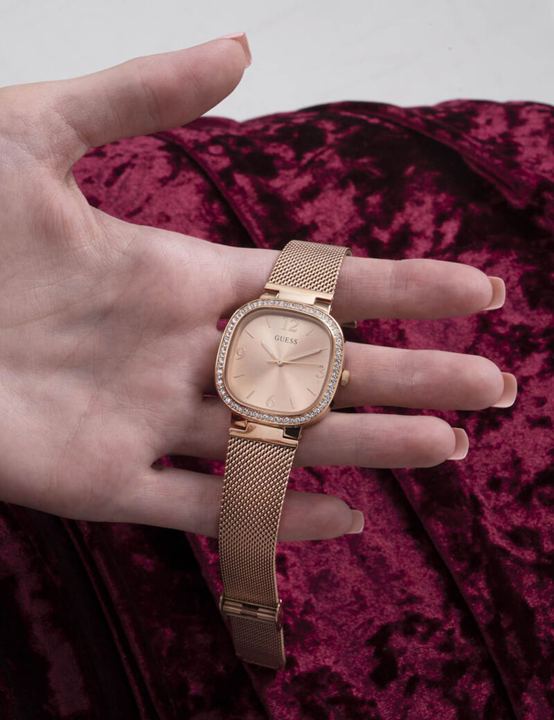 Rose Gold Square Mesh Watch
