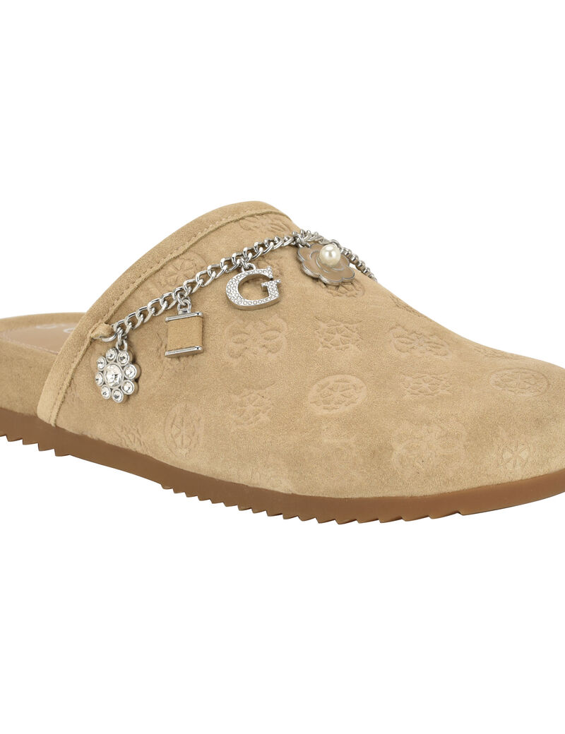 Gavyn suede slip on mule with charm detailing
