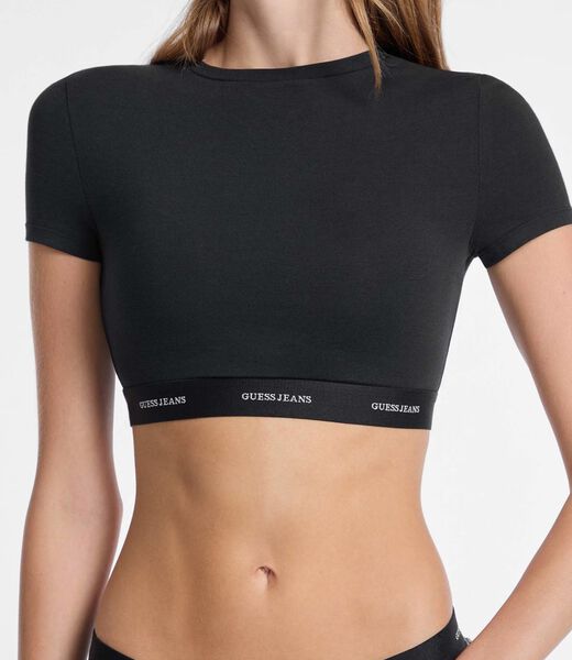 قميص قصير بشريط شعار الماركة