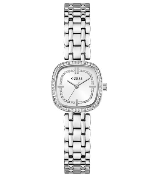 Ladies Silver Tone Square Analog Watch
