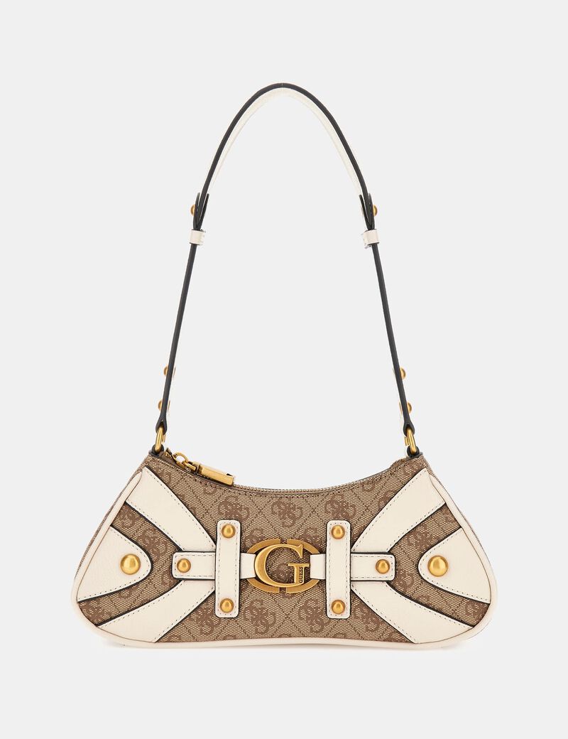 Shop GUESS Mintha 4G logo shoulder bag, Brown GUESS KSA