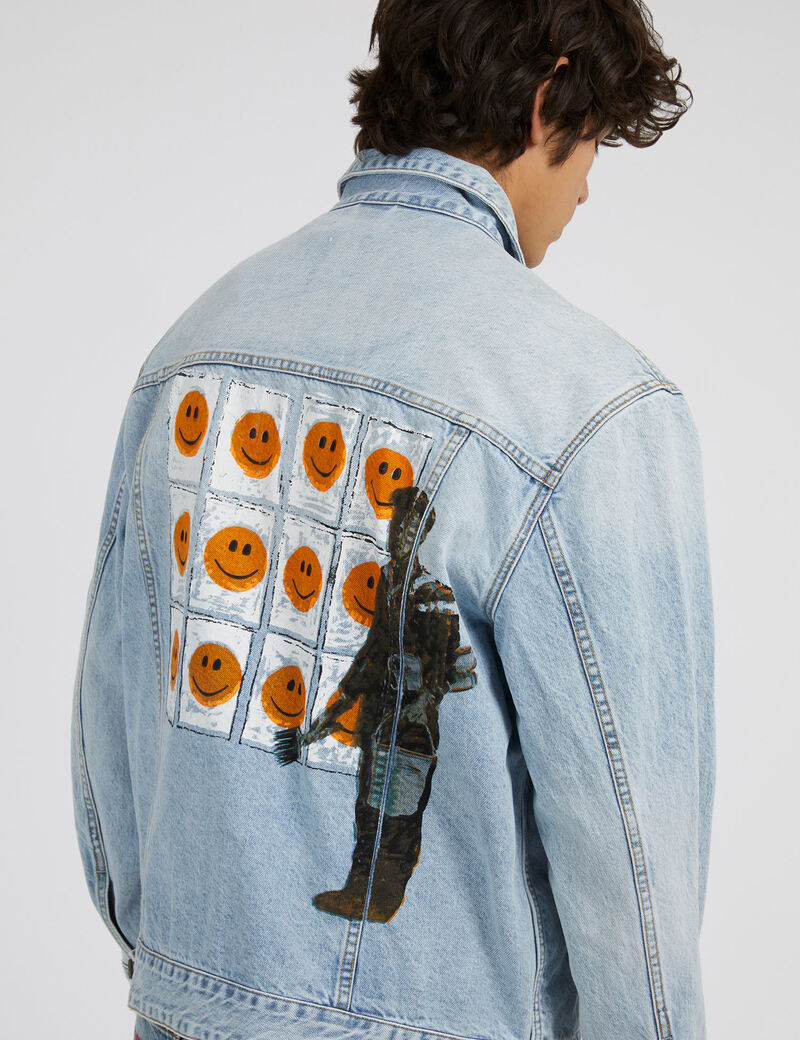 Graffiti print denim jacket