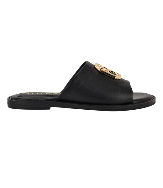 Quattro G Embellished Straw Flat Sandal