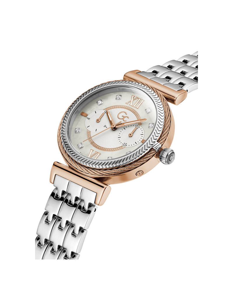 Gc Silver And Rose Gold Ladies Watch