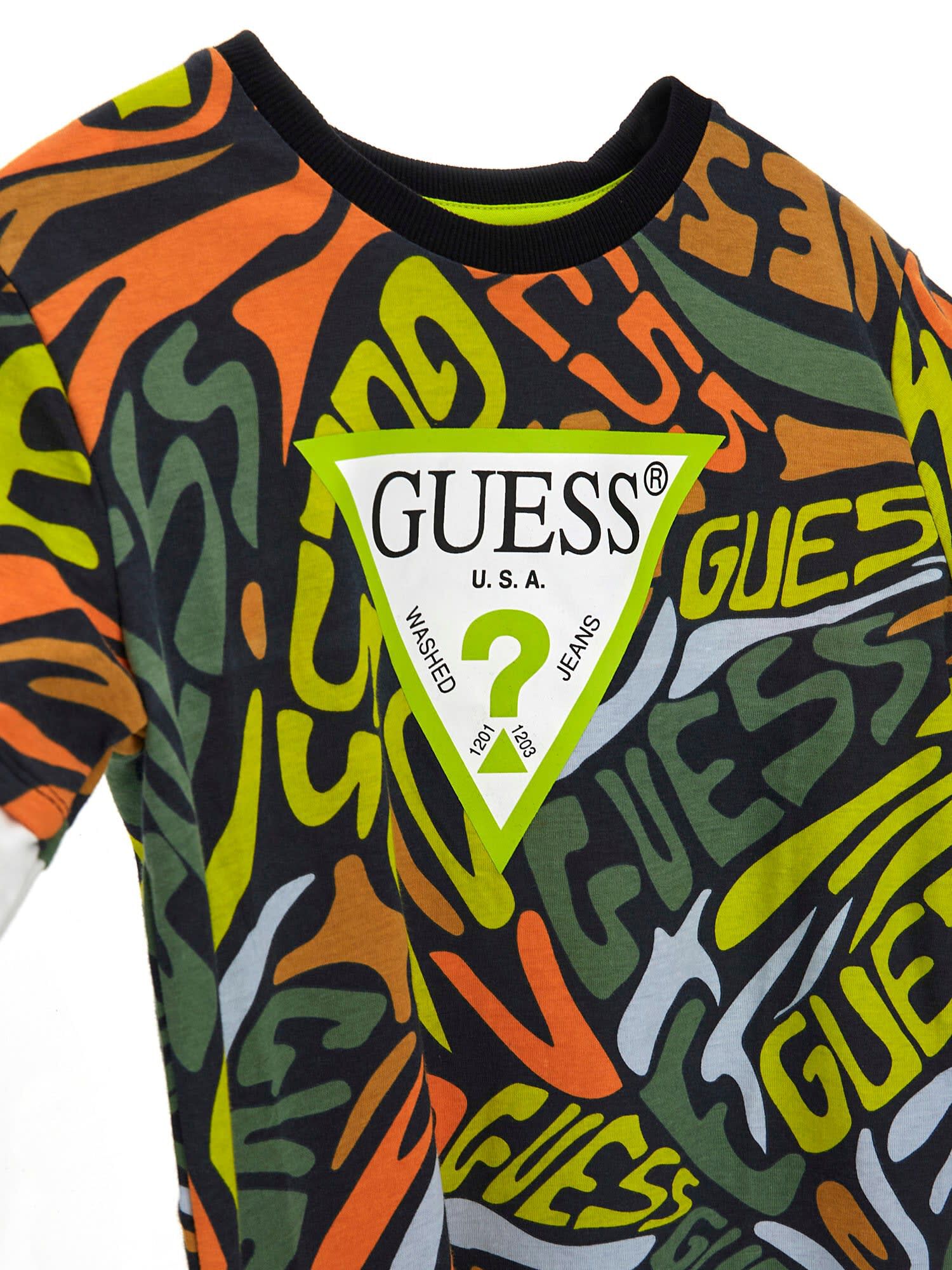 Green and hot sale orange guess shirt