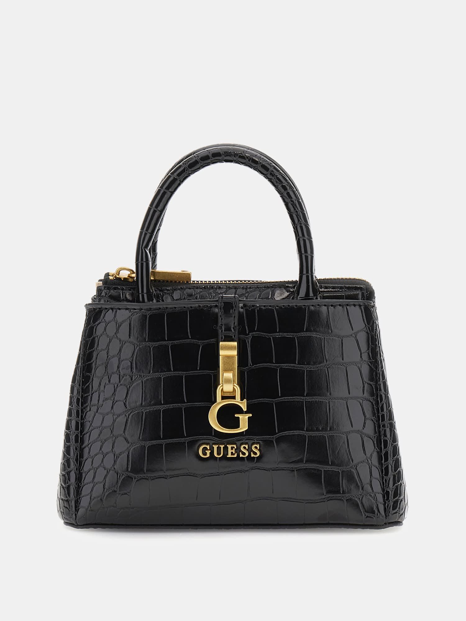 Guess G James Faux Croc Handbag Black - Boros Bags