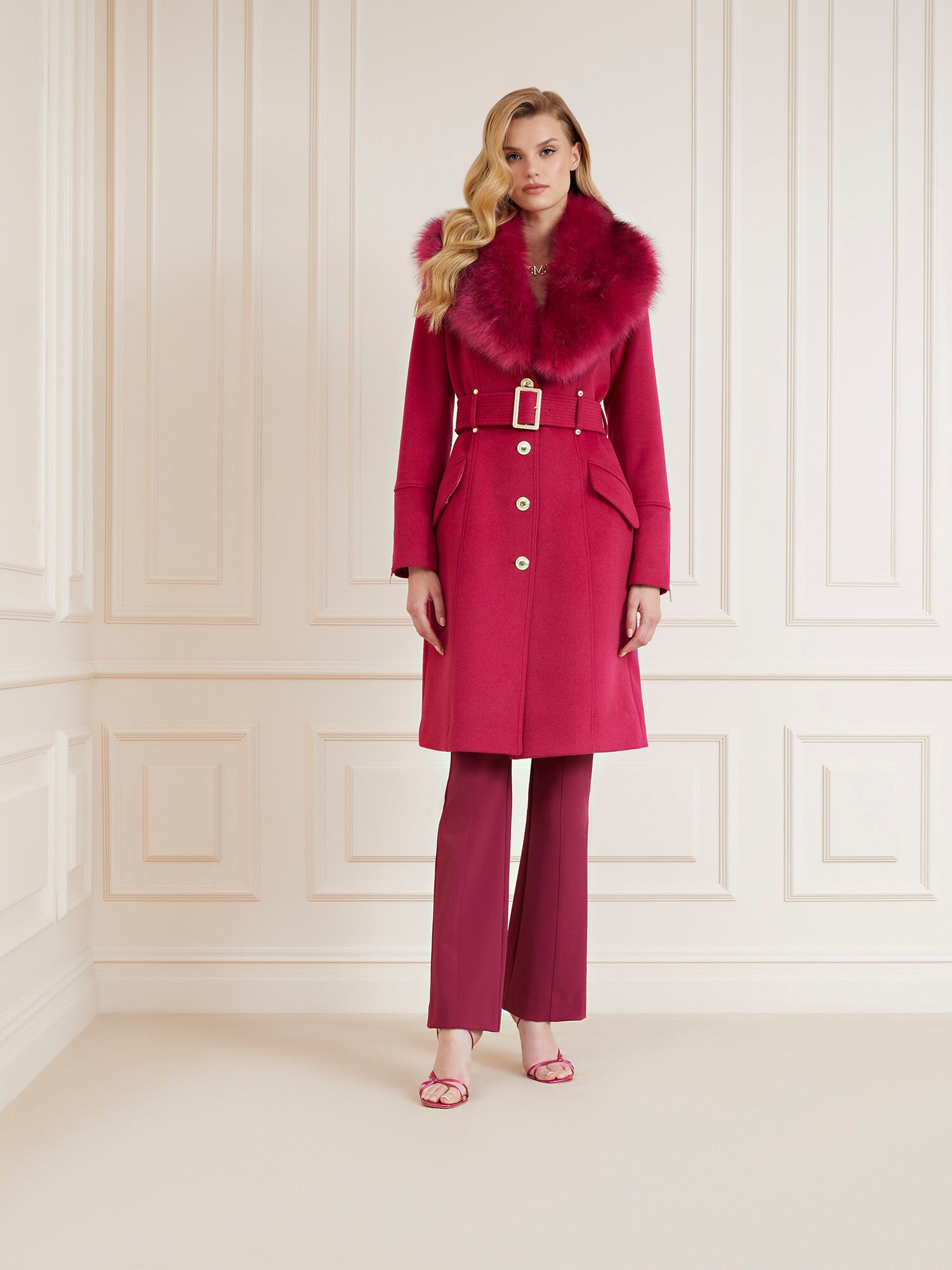 Shop GUESS Online Marciano Faux Fur Wool Blend Coat