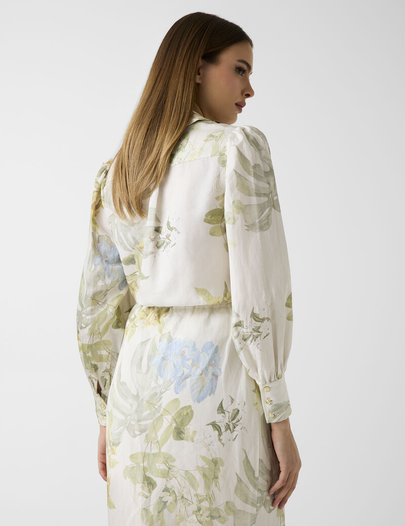 guess linen blend printed shirt