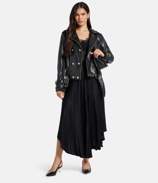 Flouncy long sateen skirt