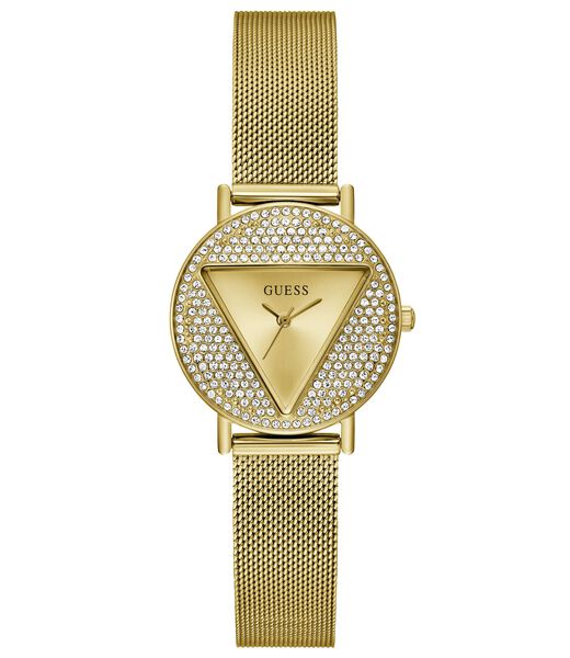 ساعة شبكية كوارتز تناظرية ذهبية اللون