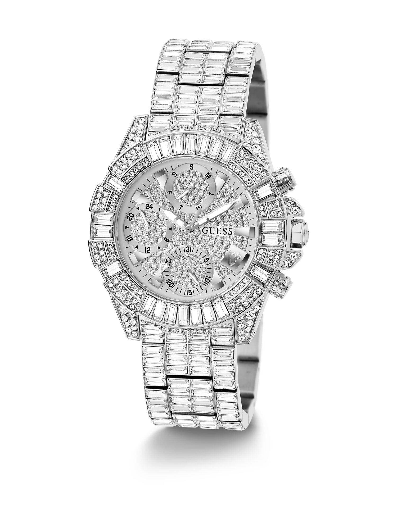 Shop GUESS Online 40th Anniversary Limited Edition Silver Tone Multi function Watch