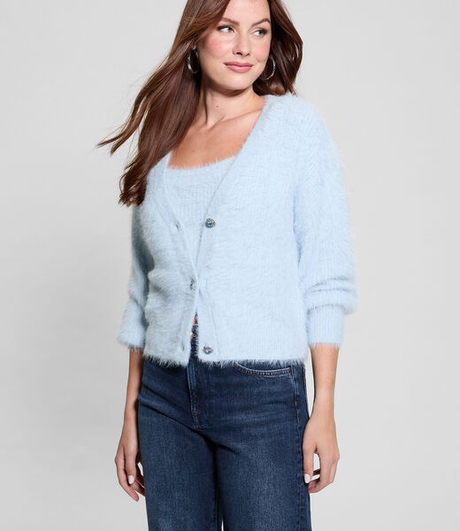 Fuzzy yarn cardigan