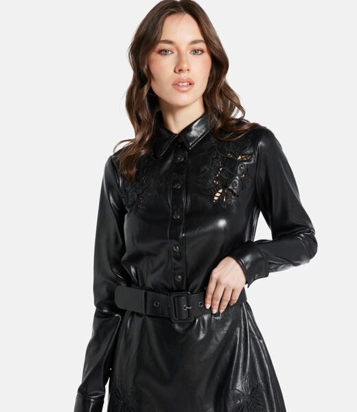Faux leather mini dress