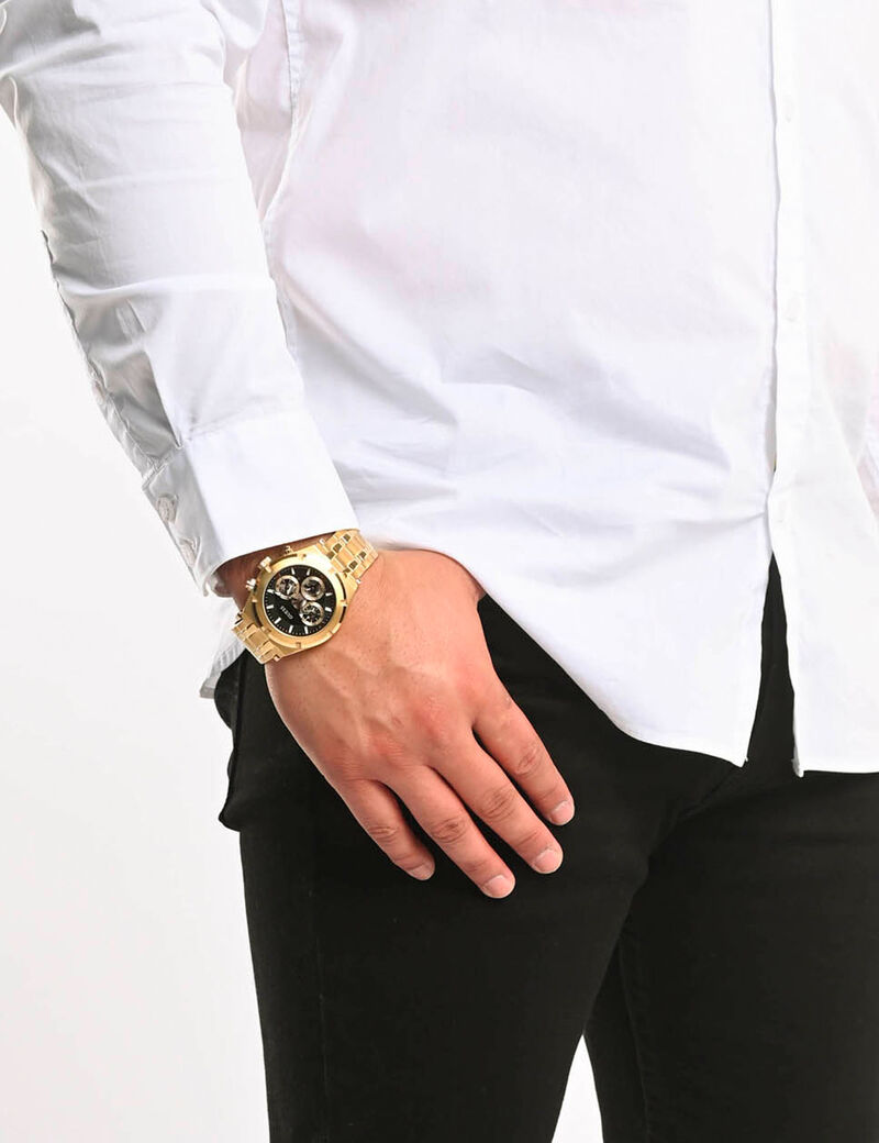 Black And Gold Multifunction Watch