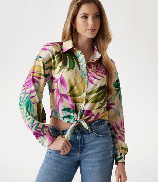 Cropped satin shirt