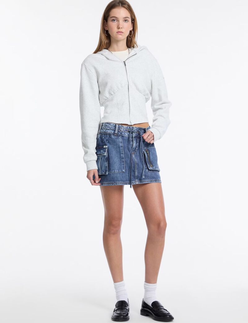 A-line denim mini skirt