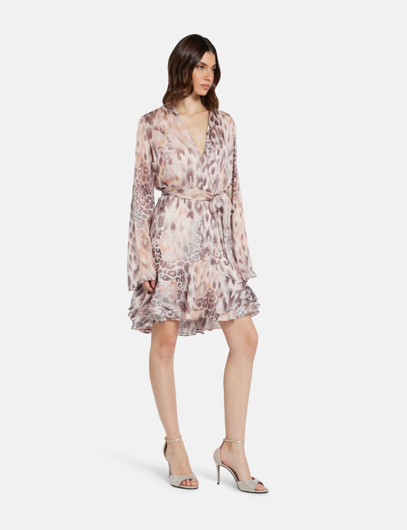 Belted chiffon mini dress