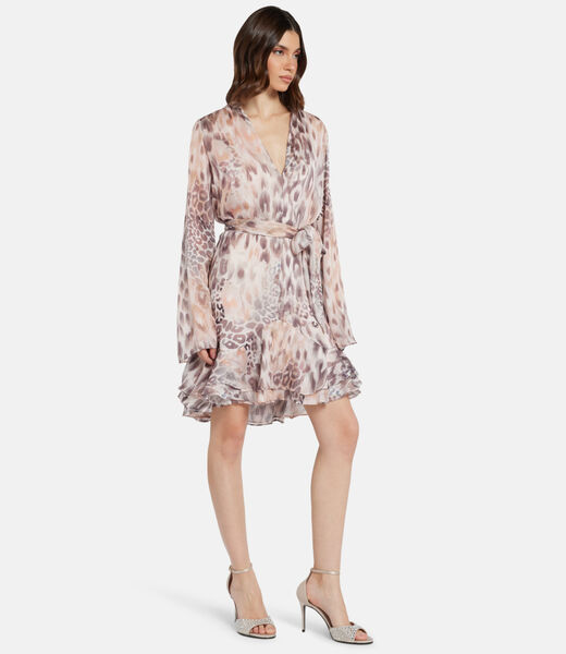 Belted chiffon mini dress