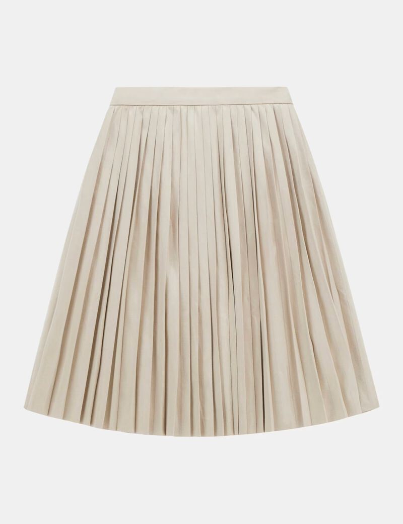 Suede pleated maxi skirt