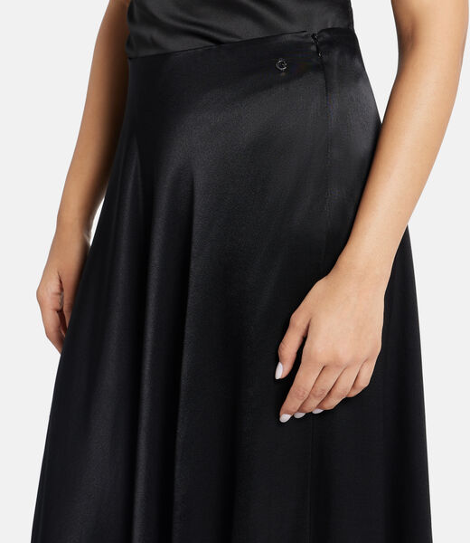 Flouncy long sateen skirt