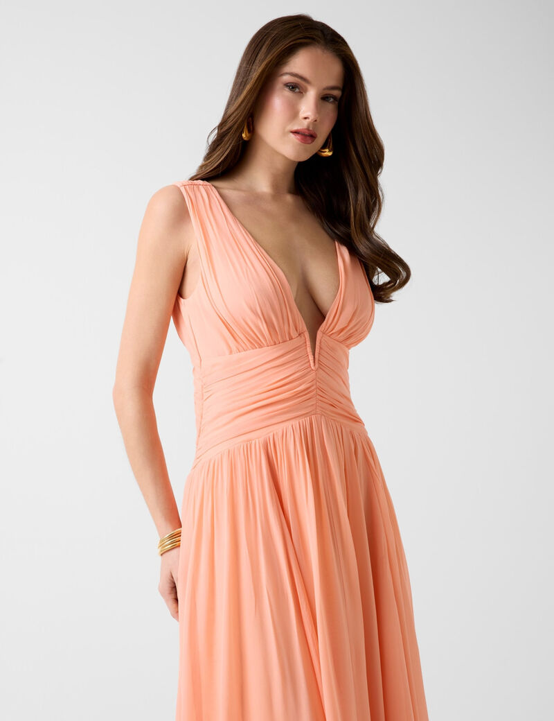 ADELA V NECK LONG DRESS