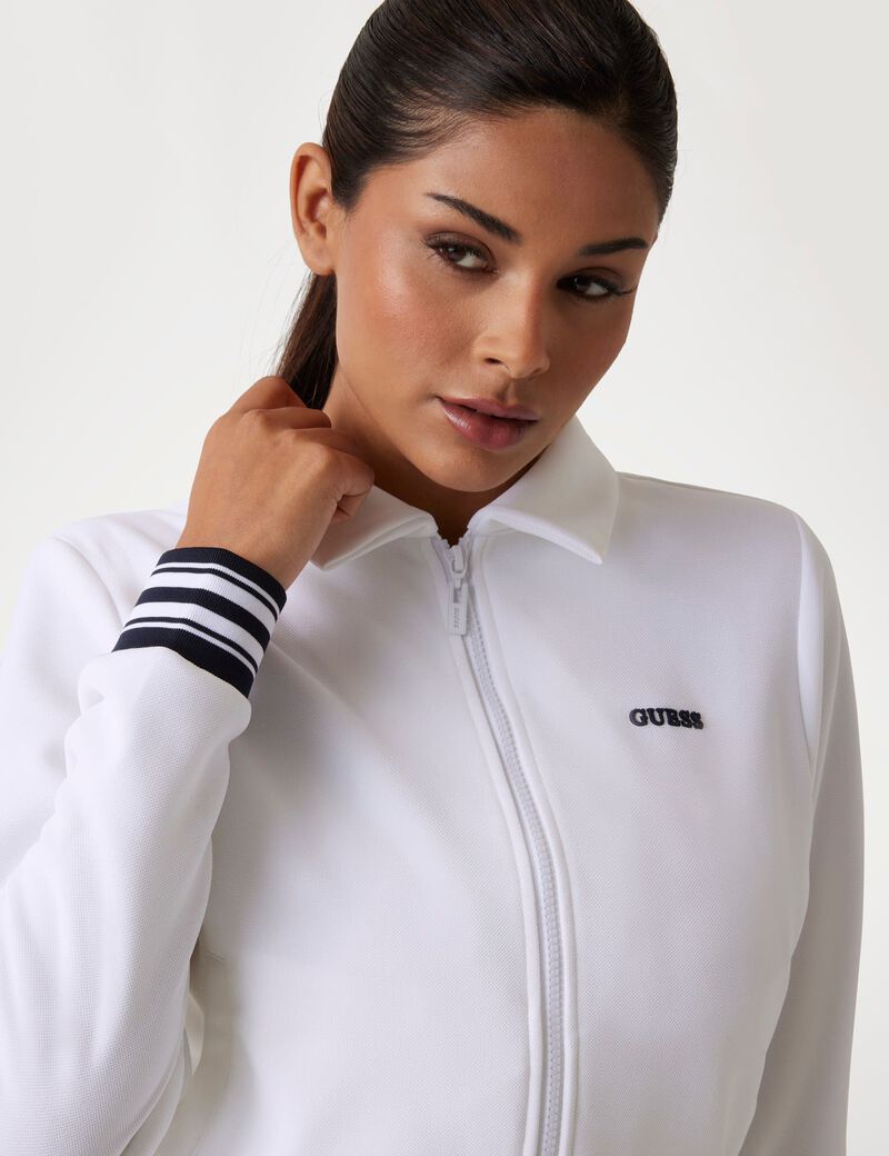 guess zip up logo sweatshirt