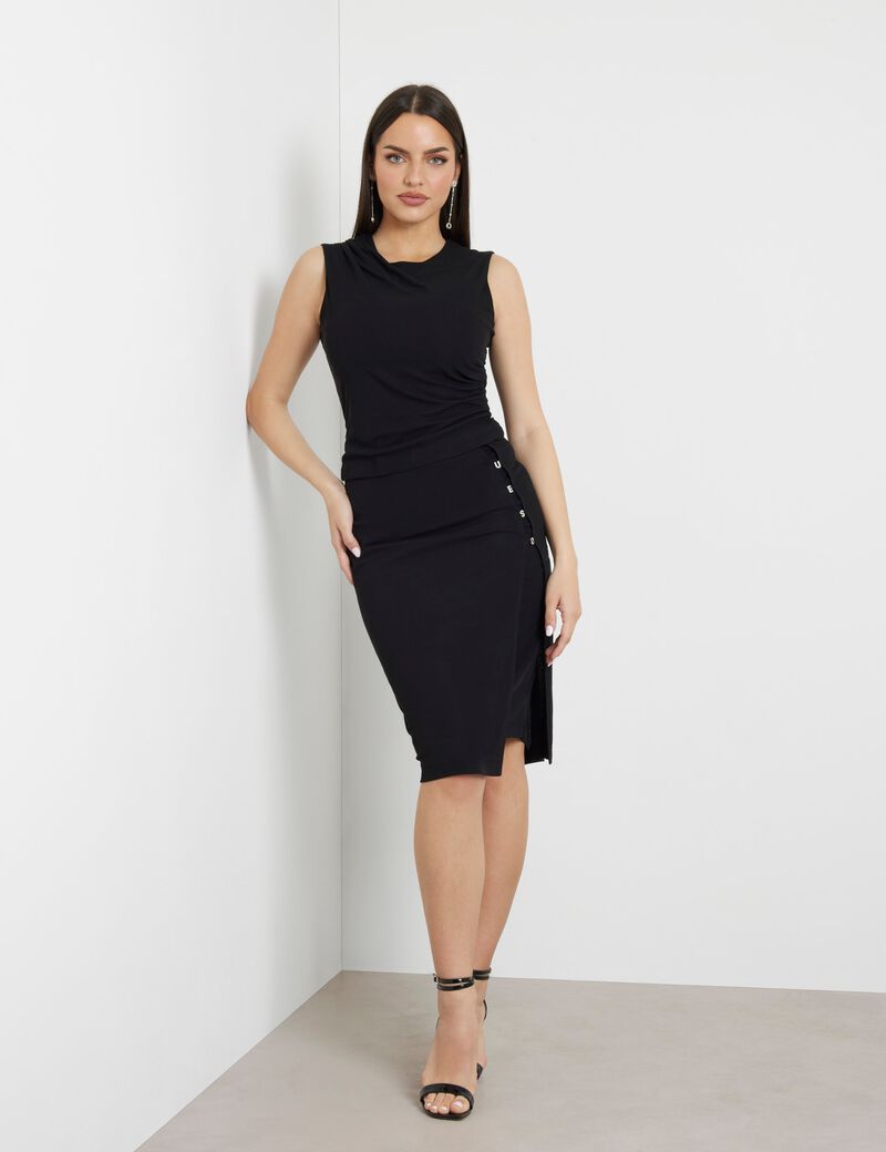 Rib knit midi skirt