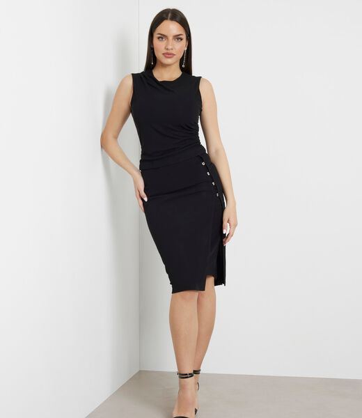 Rib knit midi skirt