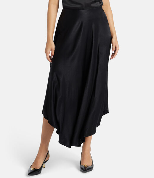 Flouncy long sateen skirt