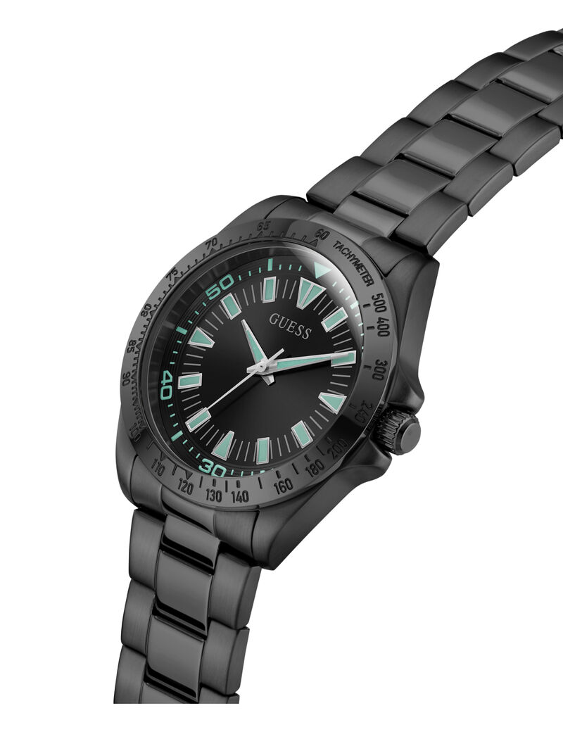 guess mens black gunmetal grey round analog watch