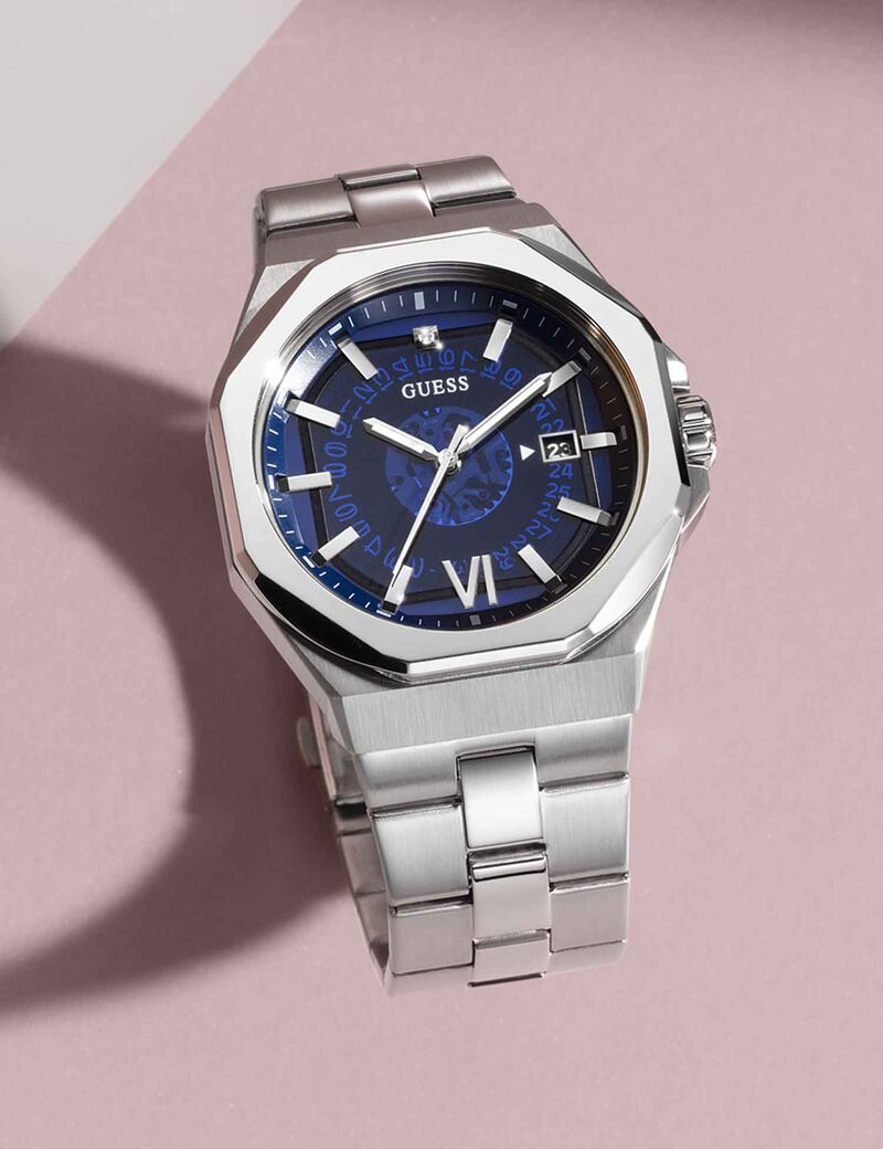 Silver-tone and Blue Watch