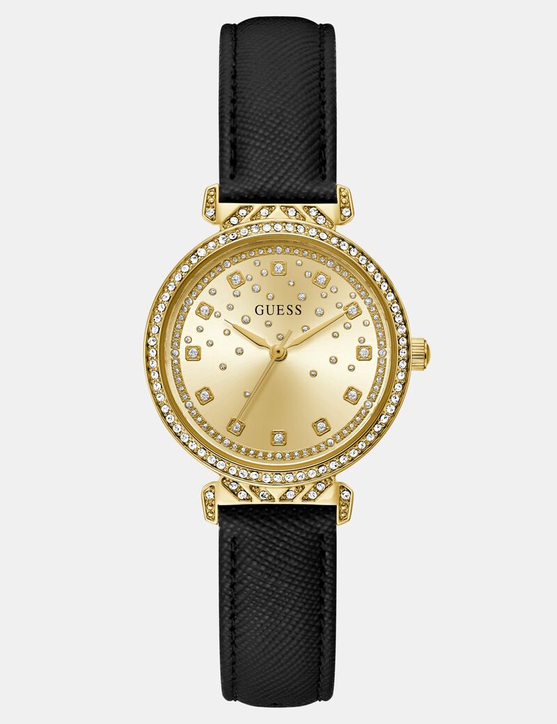 Ladies Black Gold Tone Analog Watch