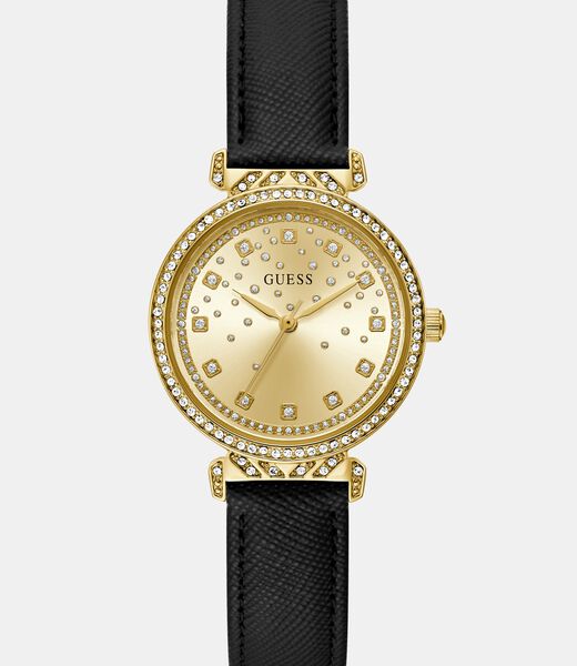 Ladies Black Gold Tone Analog Watch