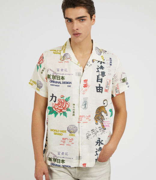 All over print linen shirt